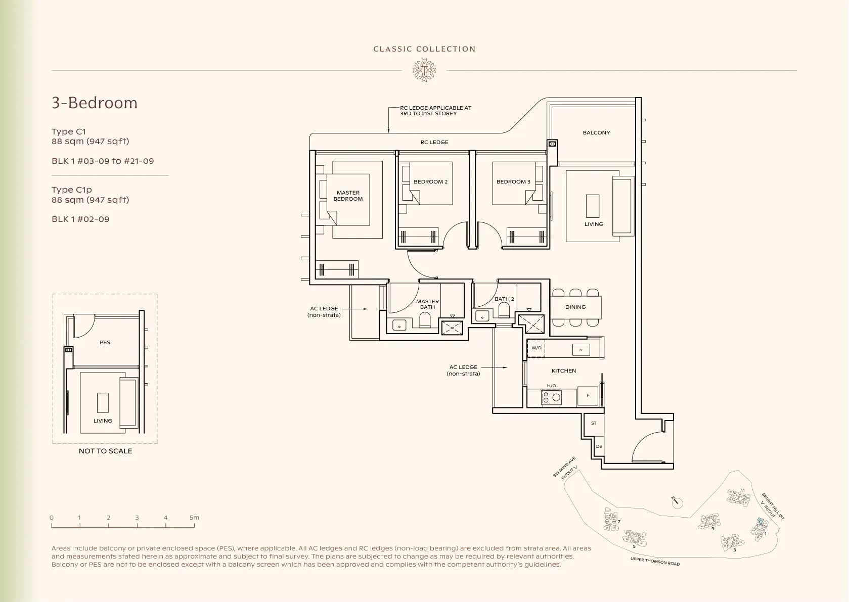 3-Bedroom — Type C1 floor plan