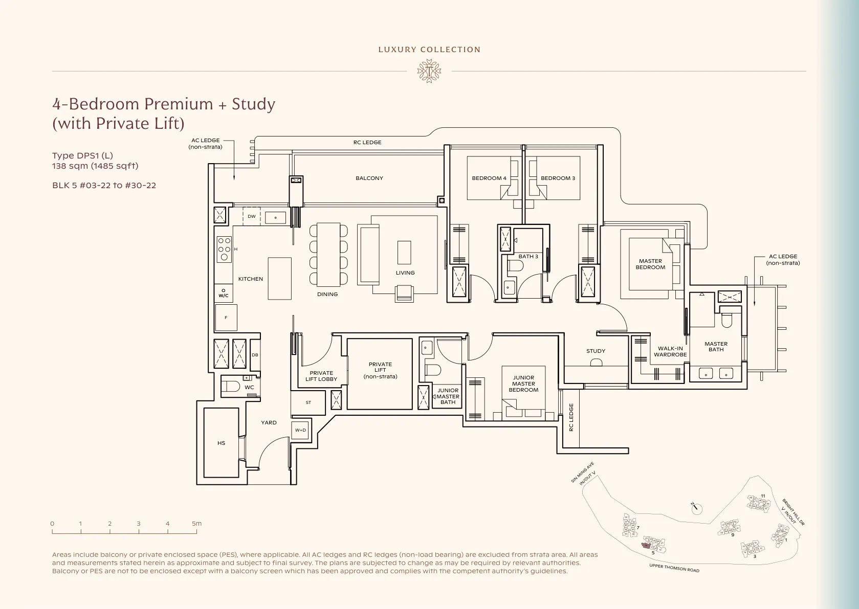 4BR+Study (Private Lift) — Type DPS1 (L) floor plan