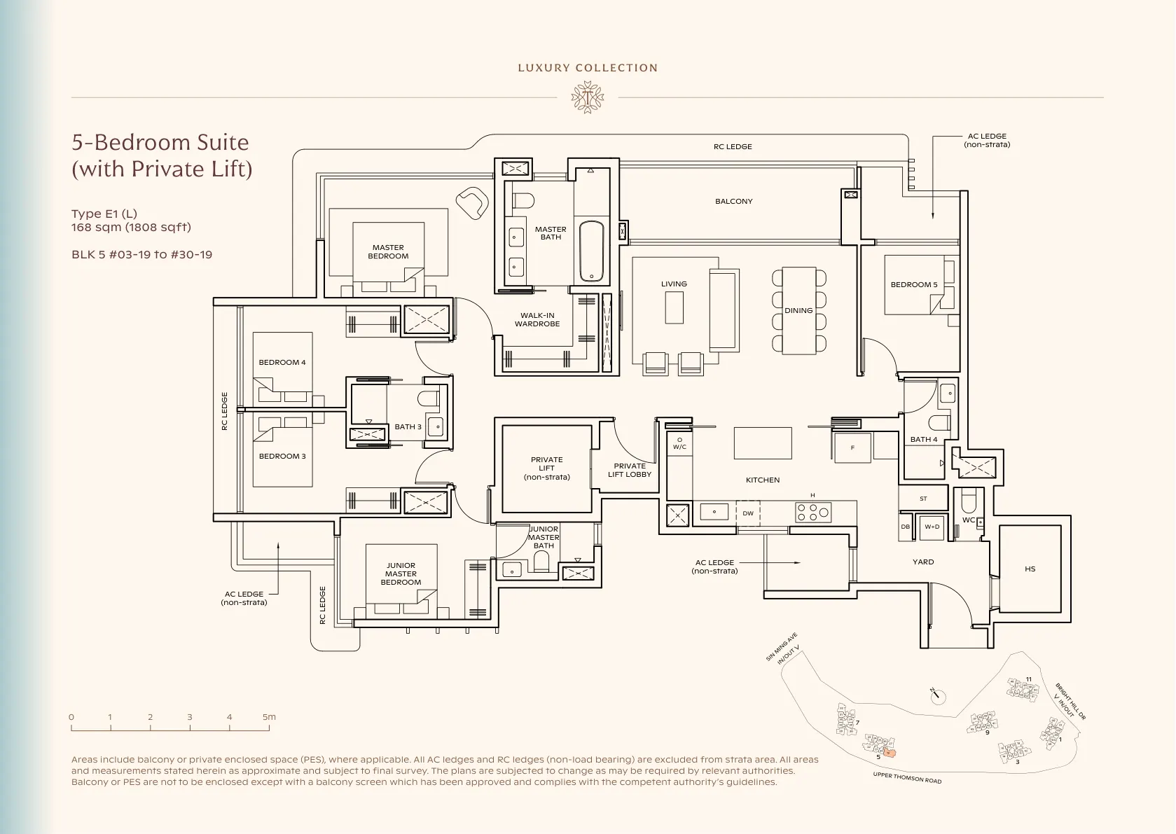5BR Suite (Private Lift) — Type E1 (L) floor plan